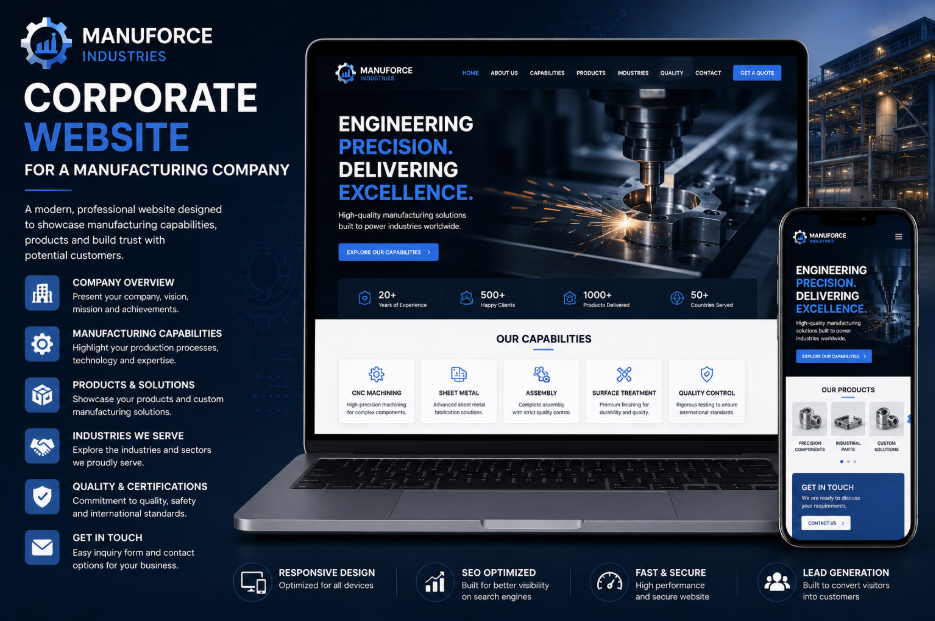 Corporate website for a manufacturing company