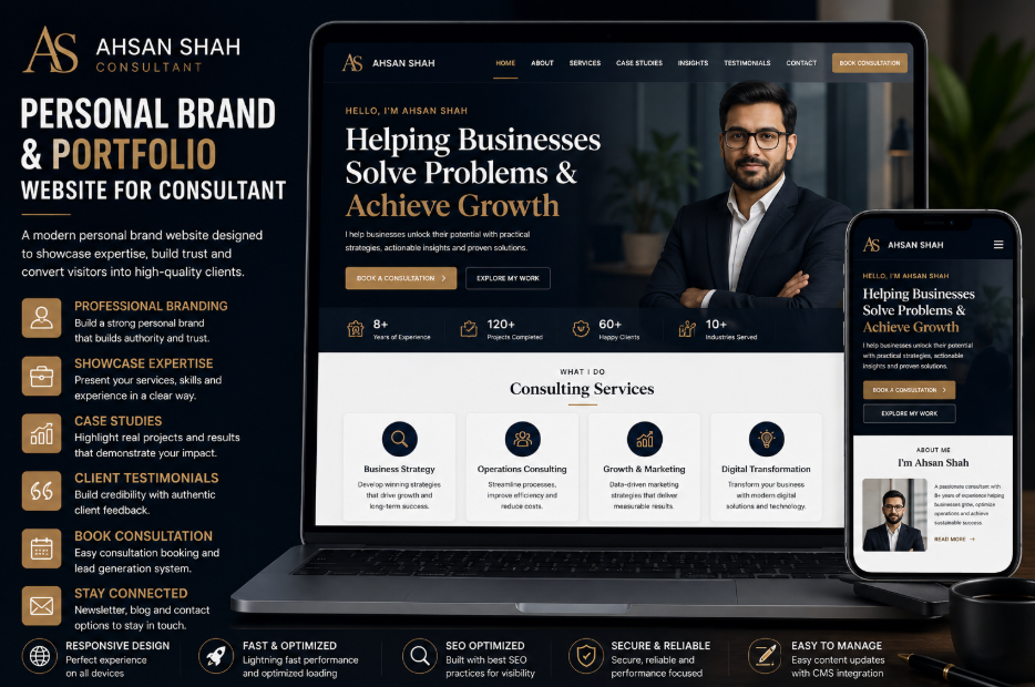 Personal brand and portfolio website for consultant