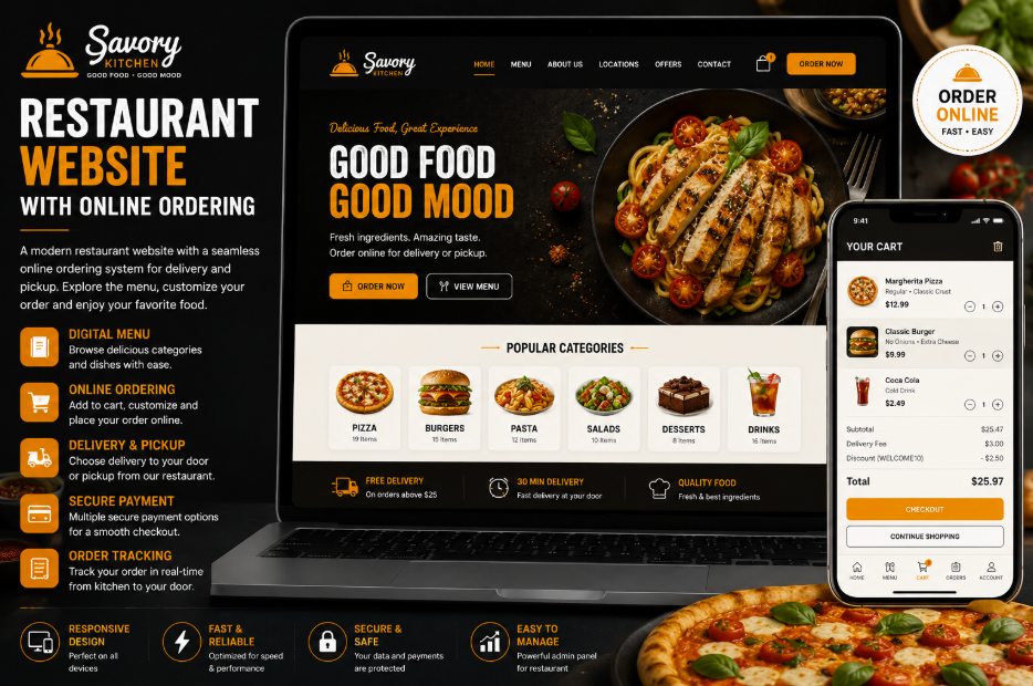 Restaurant website with online ordering