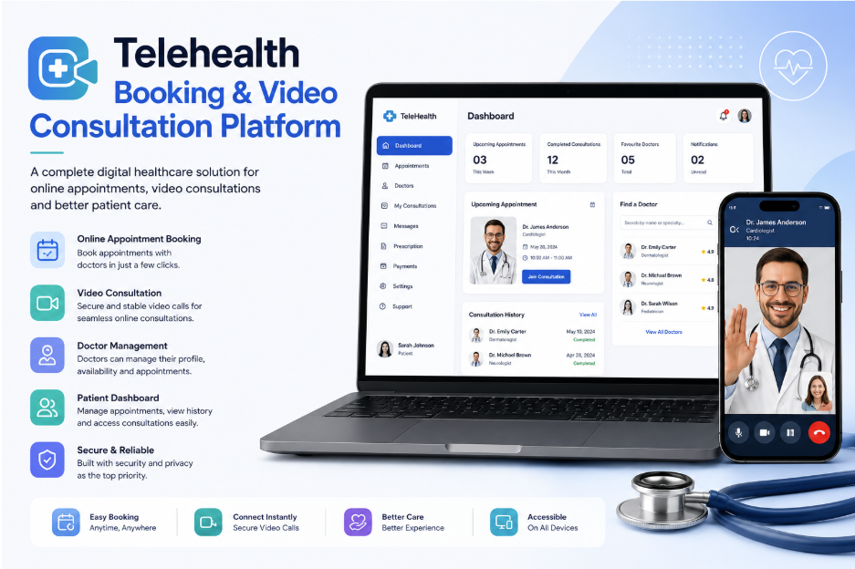 Telehealth booking and video consultation platform